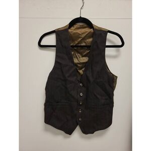 Mens Pinstripe Vest Suit Waistcoat Formal Dress Career Business Size Unspecified